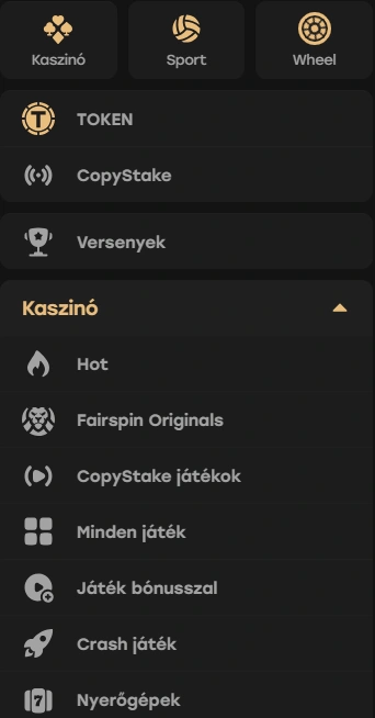 Fairspin Casino mobil menu